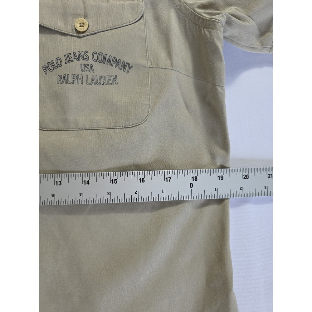 Vintage Polo Jeans Co Ralph Lauren Women's L Khaki Button Up Shirt Y2K - Picture 10 of 11